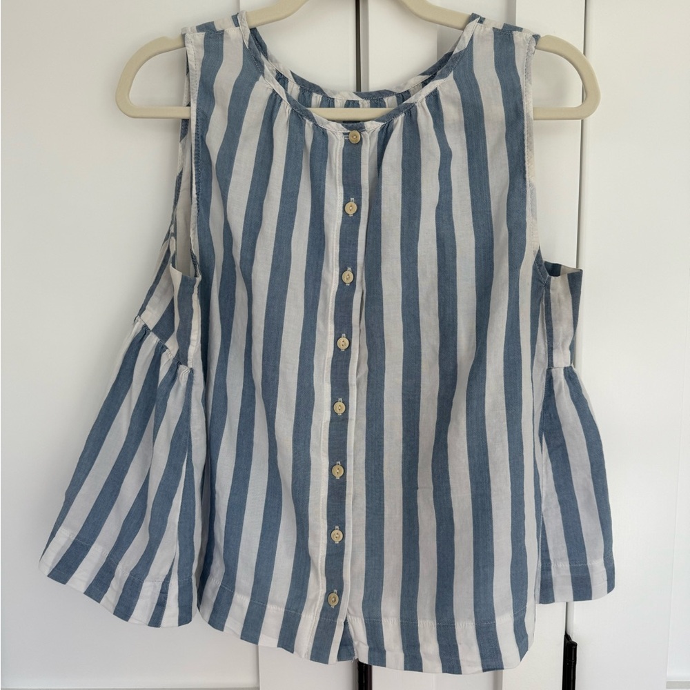 Madewell Blue and White Striped Women's Tank Top